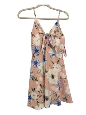 Xhilaration Blush Pink Floral Tie-Front Dress XS NWT